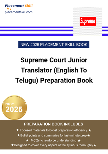 Supreme Court Junior Translator To Telugu Preparation Book